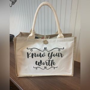 “Know Your Worth” medium size canvas tote bag